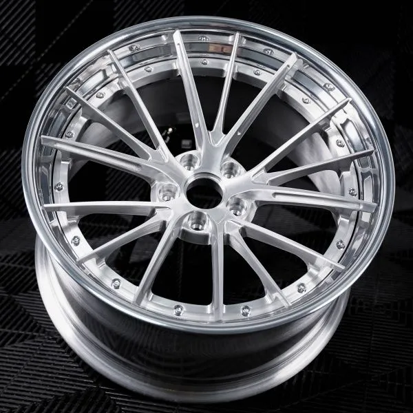 Forged 2pc polished barrel brushed clear coat center wheel