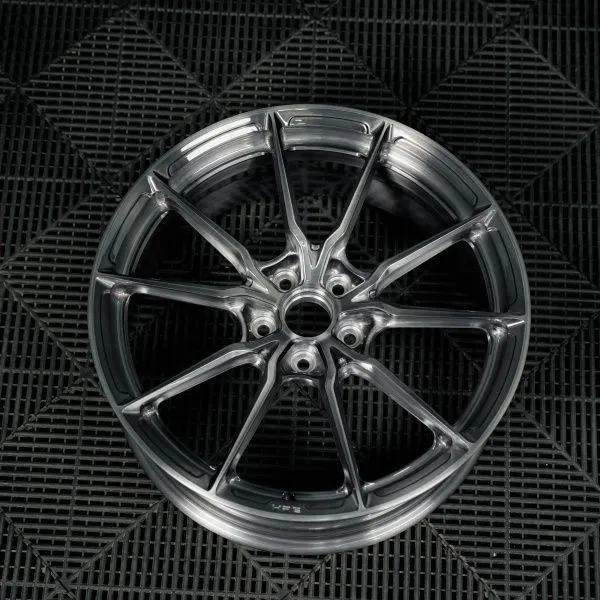 Forged monoblock brushed with black clear coat wheel